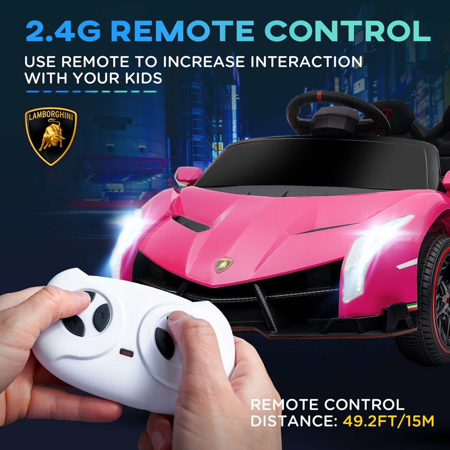 LAMBORGHINI VENENO LICENSED Electric Ride-On lil Car - Pink